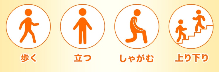 歩く 立つ しゃがむ 上り下り