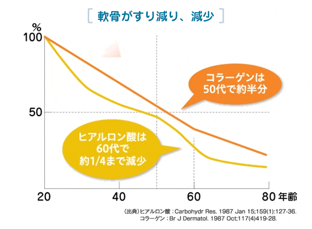 軟骨がすり減り、減少