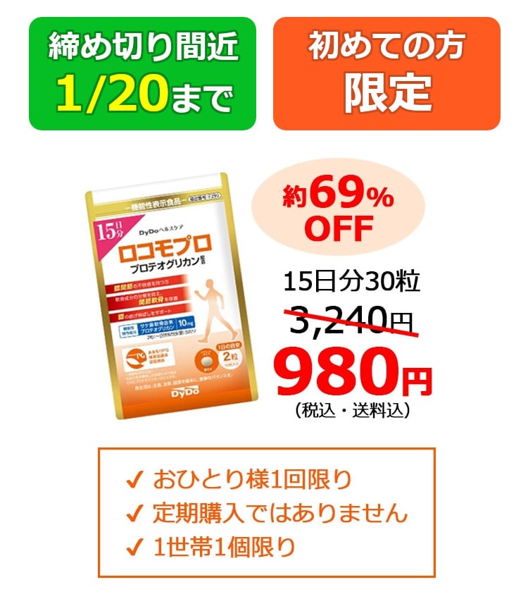 締め切り間近1月20日まで約69%OFF3,240円→980円(税込・送料込)