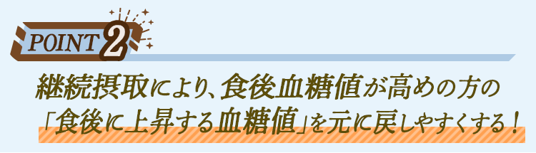 【Point 2】 食後血糖値が高めの方の「上昇した血糖値」を下げる！